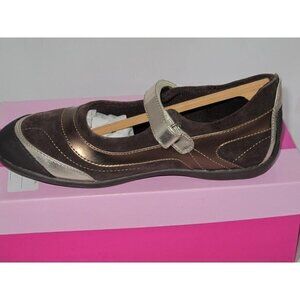 New Jumping Jacks Balleto Gloria Girls Size 3.5 Mary Janes Brown‎ Gold Copper